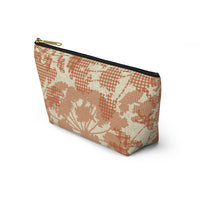 Floral Plaid Accessory Pouch w T-bottom in Orange